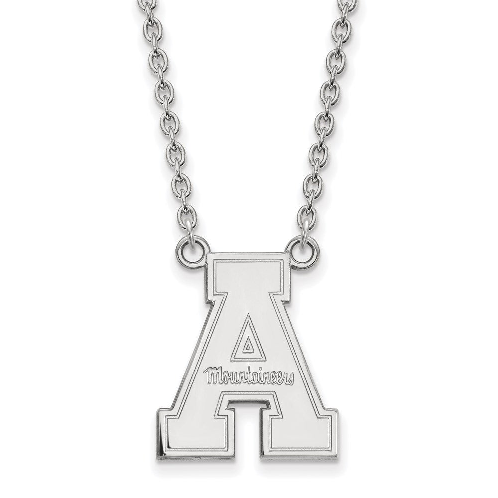 Sterling Silver Rhodium-plated LogoArt Appalachian State University Large Pendant 18 inch Necklace