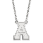 Sterling Silver Rhodium-plated LogoArt Appalachian State University Large Pendant 18 inch Necklace
