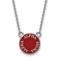 Sterling Silver Rhodium-plated LogoArt Alpha Sigma Alpha Sorority Text Small Color Enamel Pendant 18 inch Necklace
