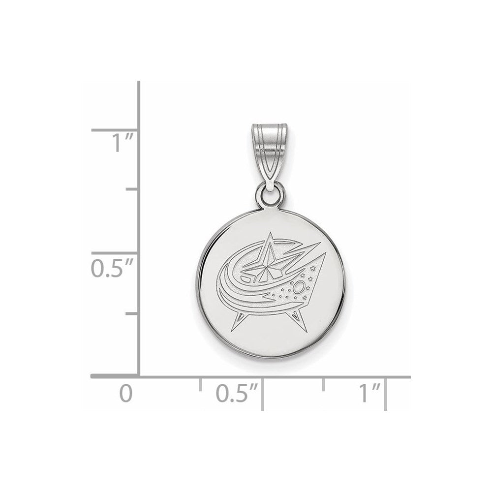 14k White Gold NHL LogoArt Columbus Blue Jackets Medium Disc Pendant