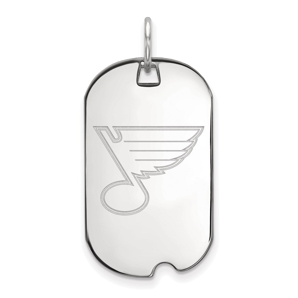Sterling Silver Rhodium-plated NHL LogoArt St. Louis Blues Small Dog Tag Pendant