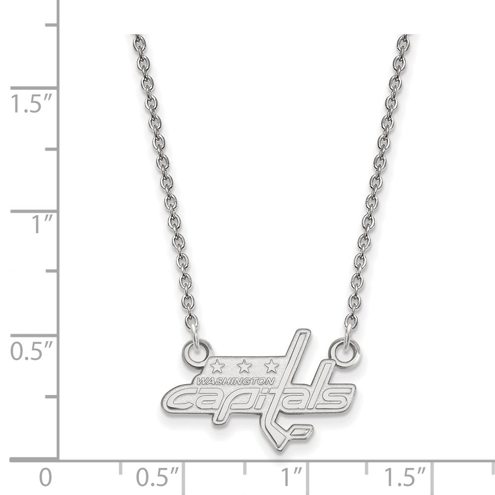 14k White Gold NHL LogoArt Washington Capitals Small Pendant 18 inch Necklace