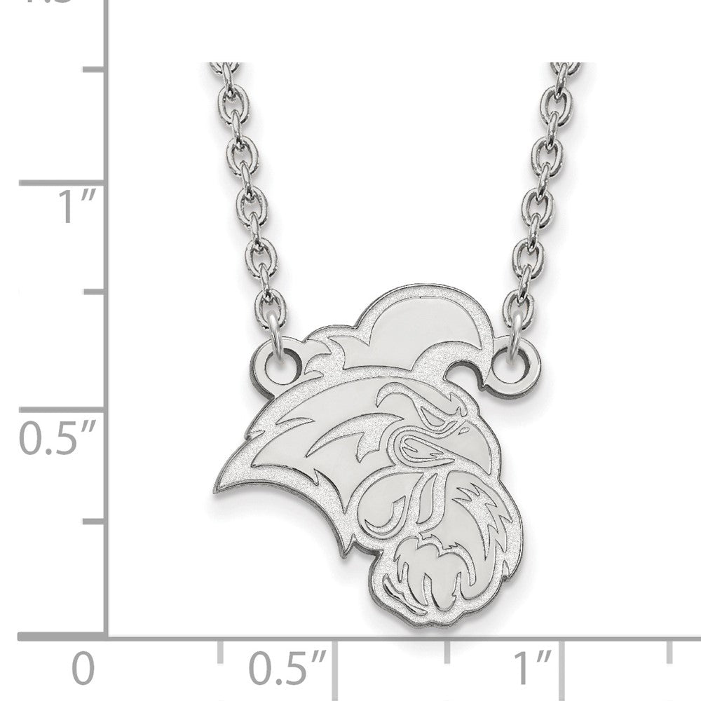 10k White Gold LogoArt Coastal Carolina University Chanticleer Large Pendant 18 inch Necklace