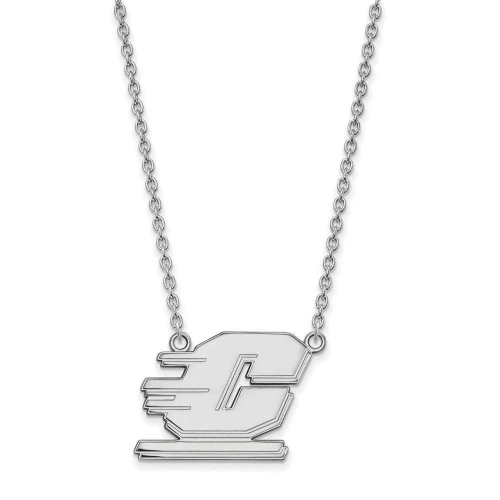 14k White Gold LogoArt Central Michigan University Letter C Large Pendant 18 inch Necklace