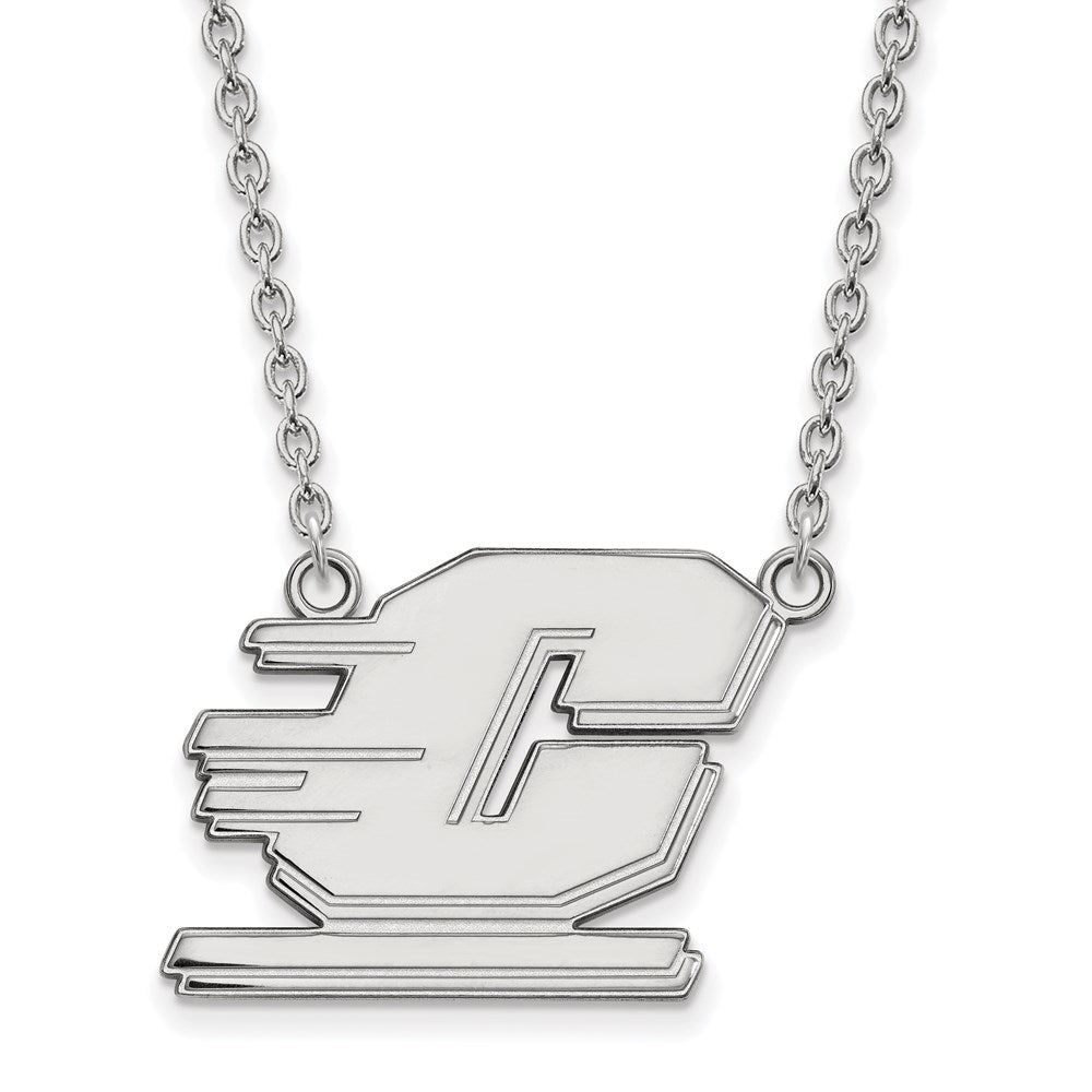 Sterling Silver Rhodium-plated LogoArt Central Michigan University Letter C Large Pendant 18 inch Necklace