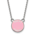 Sterling Silver Rhodium-plated LogoArt Delta Gamma Sorority Text Small Color Enamel Pendant 18 inch Necklace
