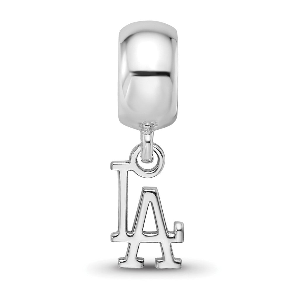 Sterling Silver Rhodium Plated Major League Baseball LogoArt Los Angeles Dodgers Dangle Bead