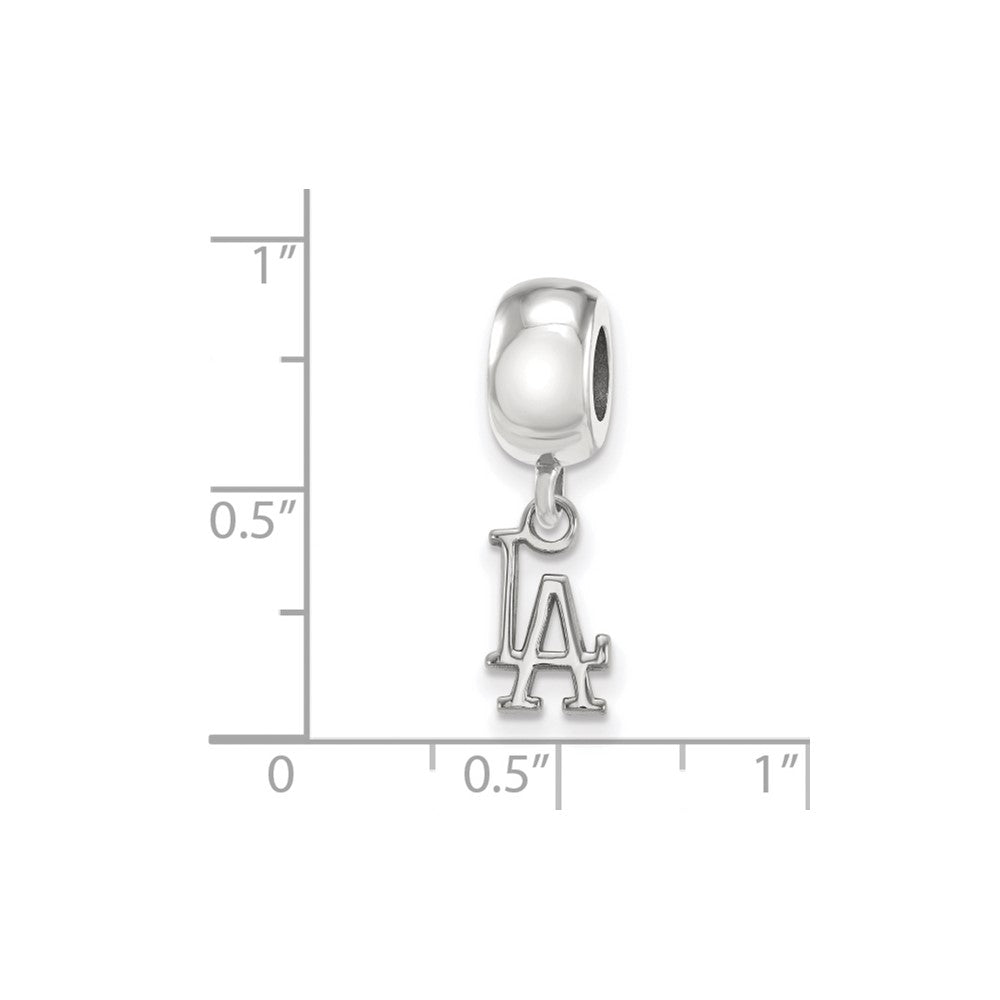 Sterling Silver Rhodium Plated Major League Baseball LogoArt Los Angeles Dodgers Dangle Bead