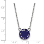 Sterling Silver Rhodium-plated LogoArt Delta Phi Epsilon Sorority Text Small Color Enamel Pendant 18 inch Necklace