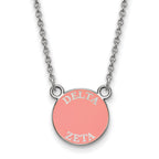 Sterling Silver Rhodium-plated LogoArt Delta Zeta Sorority Text Small Color Enamel Pendant 18 inch Necklace