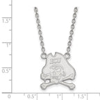 14k White Gold LogoArt East Carolina University Pirate Large Pendant 18 inch Necklace
