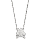 10k White Gold LogoArt East Carolina University Pirate Large Pendant 18 inch Necklace