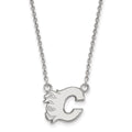 Sterling Silver Rhodium-plated NHL LogoArt Calgary Flames Letter C Small Pendant 18 inch Necklace
