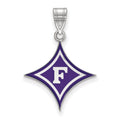 Sterling Silver Rhodium-plated LogoArt Furman University Large Enameled Pendant