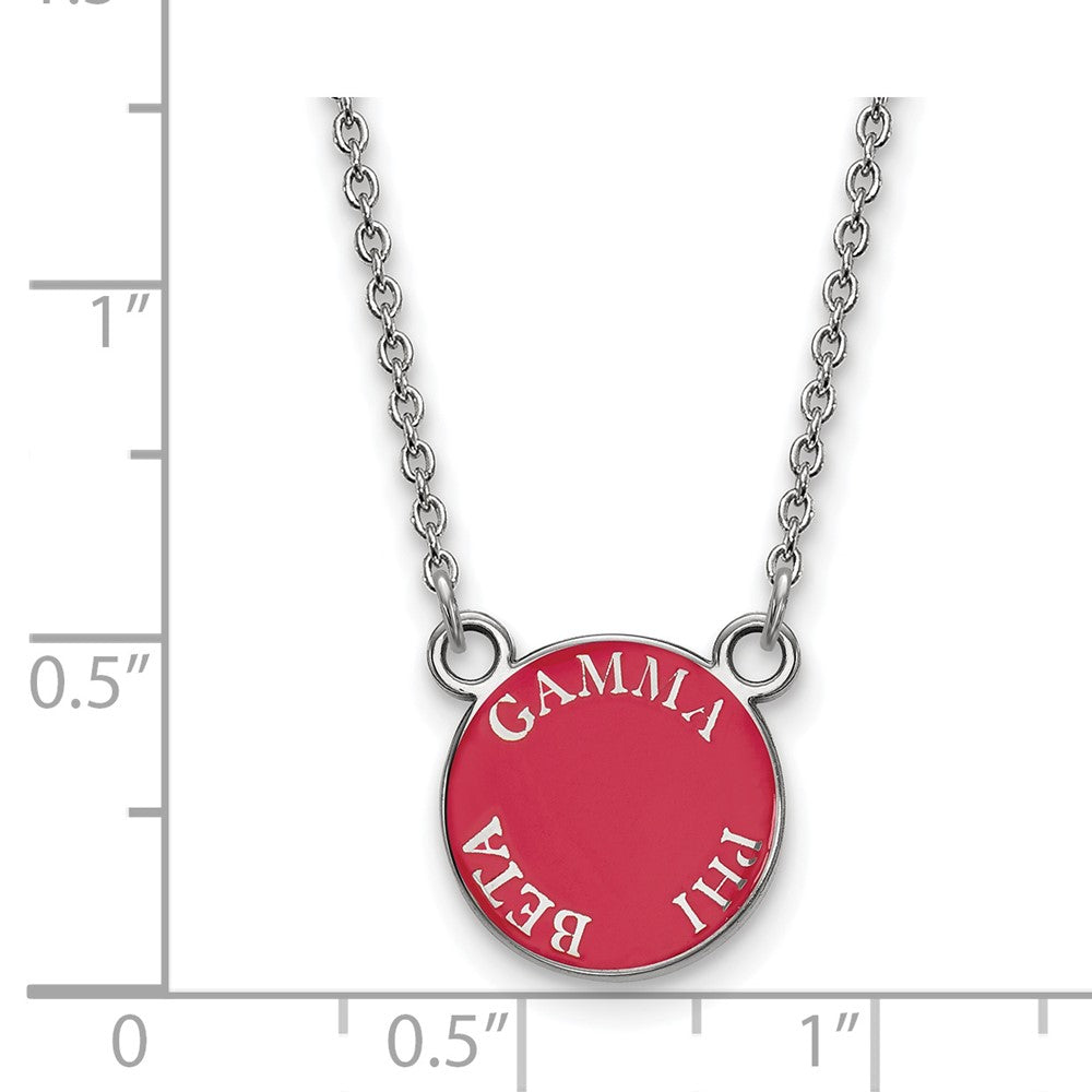 Sterling Silver Rhodium-plated LogoArt Gamma Phi Beta Sorority Text Small Color Enamel Pendant 18 inch Necklace