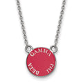 Sterling Silver Rhodium-plated LogoArt Gamma Phi Beta Sorority Text Small Color Enamel Pendant 18 inch Necklace