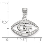 Sterling Silver Rhodium-plated LogoArt Georgia Institute of Technology G-T Football Pendant