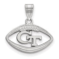Sterling Silver Rhodium-plated LogoArt Georgia Institute of Technology G-T Football Pendant