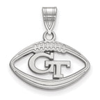 Sterling Silver Rhodium-plated LogoArt Georgia Institute of Technology G-T Football Pendant