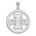 Sterling Silver Rhodium-plated LogoArt Iowa State University Extra Large Circle Pendant