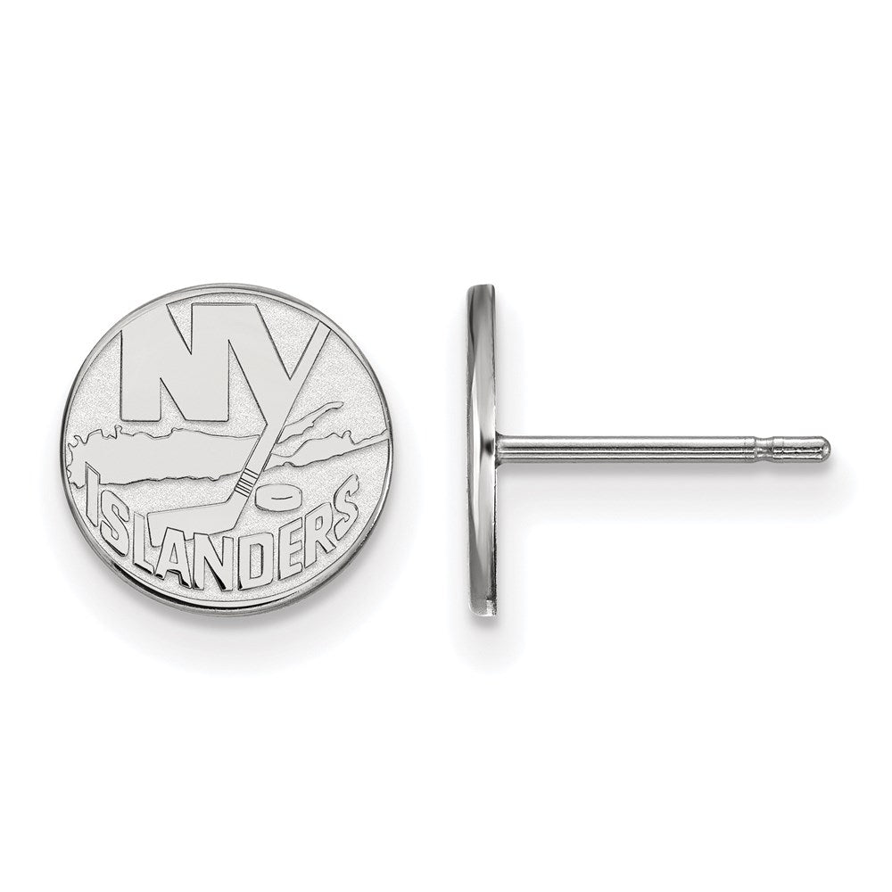 Sterling Silver Rhodium-plated NHL LogoArt New York Islanders Extra Small Post Earrings