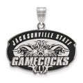 Sterling Silver Rhodium-plated LogoArt Jacksonville State University Large Enameled Pendant