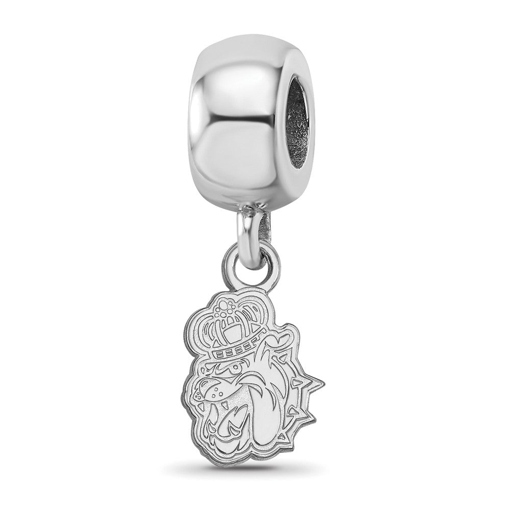Sterling Silver Rhodium-plated LogoArt James Madison University Duke Dog Extra Small Dangle Bead Charm