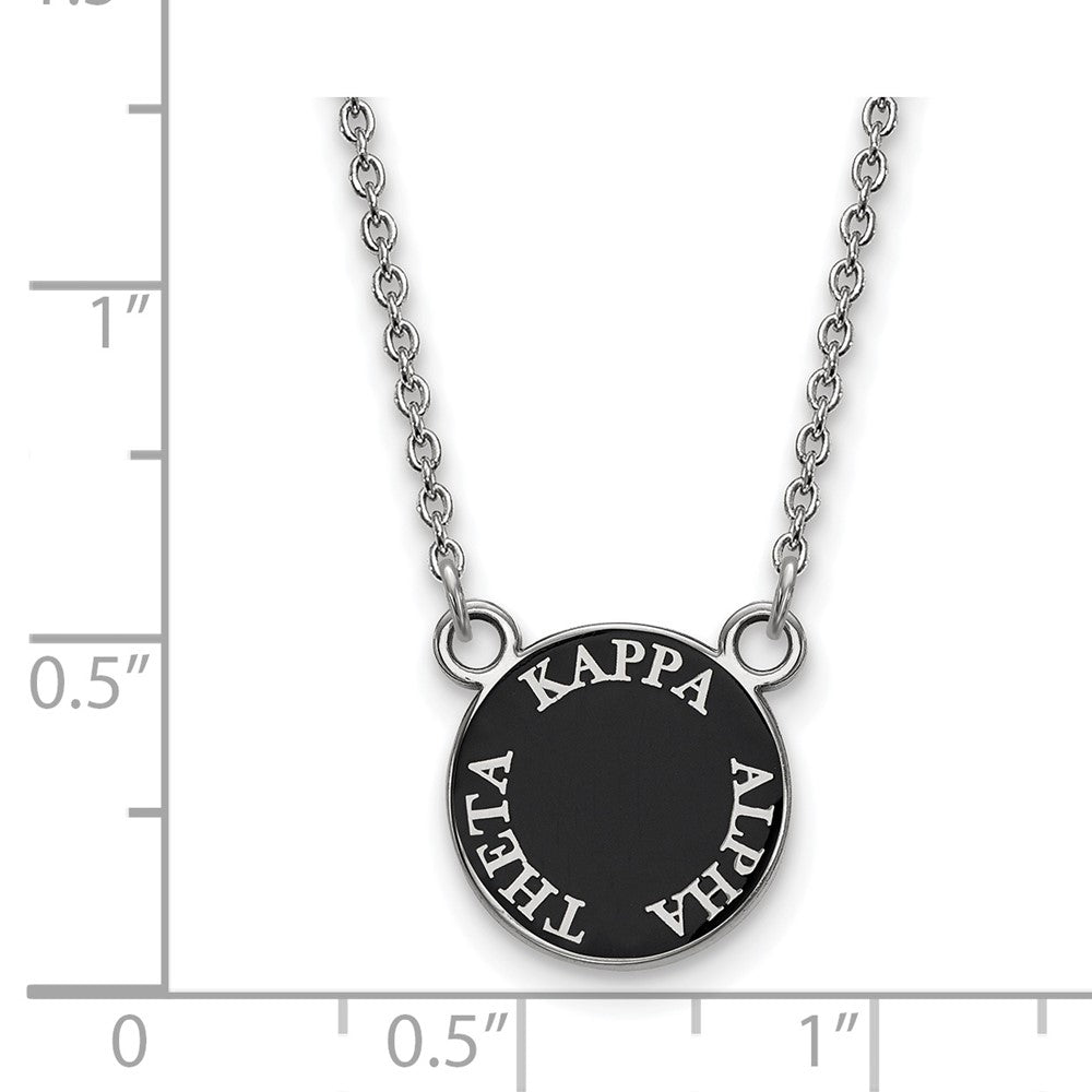 Sterling Silver Rhodium-plated LogoArt Kappa Alpha Theta Sorority Text Small Color Enamel Pendant 18 inch Necklace