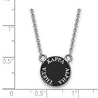 Sterling Silver Rhodium-plated LogoArt Kappa Alpha Theta Sorority Text Small Color Enamel Pendant 18 inch Necklace