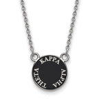 Sterling Silver Rhodium-plated LogoArt Kappa Alpha Theta Sorority Text Small Color Enamel Pendant 18 inch Necklace