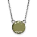 Sterling Silver Rhodium-plated LogoArt Kappa Delta Sorority Text Small Color Enamel Pendant 18 inch Necklace