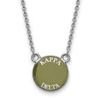 Sterling Silver Rhodium-plated LogoArt Kappa Delta Sorority Text Small Color Enamel Pendant 18 inch Necklace