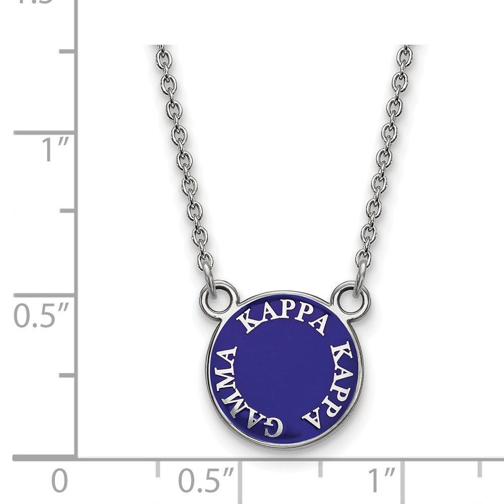 Sterling Silver Rhodium-plated LogoArt Kappa Kappa Gamma Sorority Text Small Color Enamel Pendant 18 inch Necklace