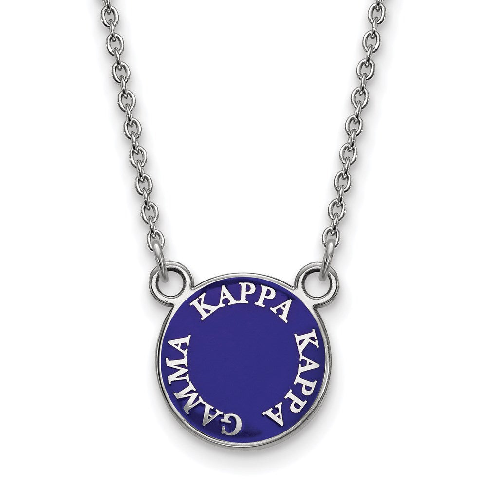Sterling Silver Rhodium-plated LogoArt Kappa Kappa Gamma Sorority Text Small Color Enamel Pendant 18 inch Necklace