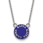 Sterling Silver Rhodium-plated LogoArt Kappa Kappa Gamma Sorority Text Small Color Enamel Pendant 18 inch Necklace