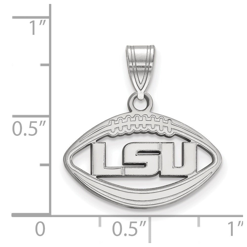 Sterling Silver Rhodium-plated LogoArt Louisiana State University L-S-U Football Pendant