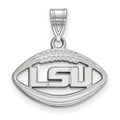 Sterling Silver Rhodium-plated LogoArt Louisiana State University L-S-U Football Pendant