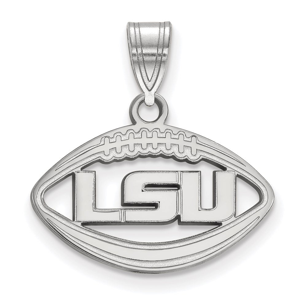 Sterling Silver Rhodium-plated LogoArt Louisiana State University L-S-U Football Pendant