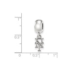 Sterling Silver Rhodium Plated Major League Baseball LogoArt New York Mets N-Y Dangle Bead