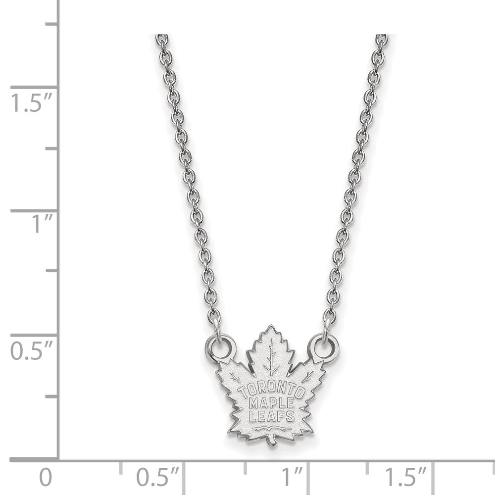 Sterling Silver Rhodium-plated NHL LogoArt Toronto Maple Leafs Small Pendant 18 inch Necklace