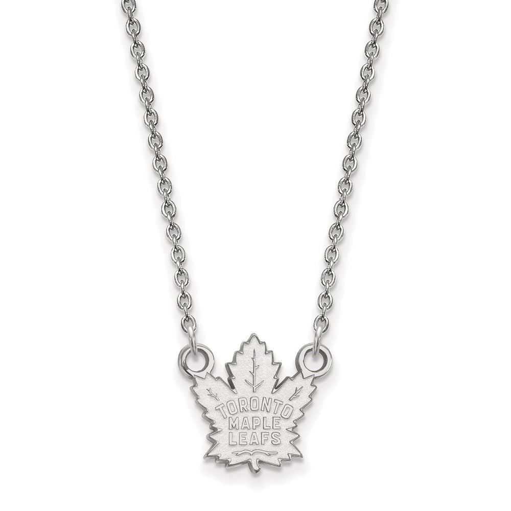 Sterling Silver Rhodium-plated NHL LogoArt Toronto Maple Leafs Small Pendant 18 inch Necklace