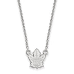 Sterling Silver Rhodium-plated NHL LogoArt Toronto Maple Leafs Small Pendant 18 inch Necklace