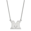 Sterling Silver Rhodium-plated LogoArt Miami University Ohio Letter M Large Pendant 18 inch Necklace