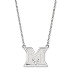 Sterling Silver Rhodium-plated LogoArt Miami University Ohio Letter M Large Pendant 18 inch Necklace