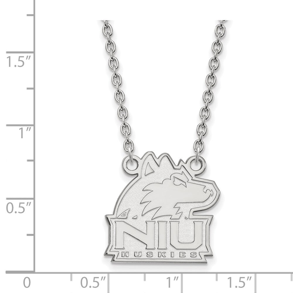 14k White Gold LogoArt Northern Illinois University N-I-U Huskies Medium Pendant 18 inch Necklace