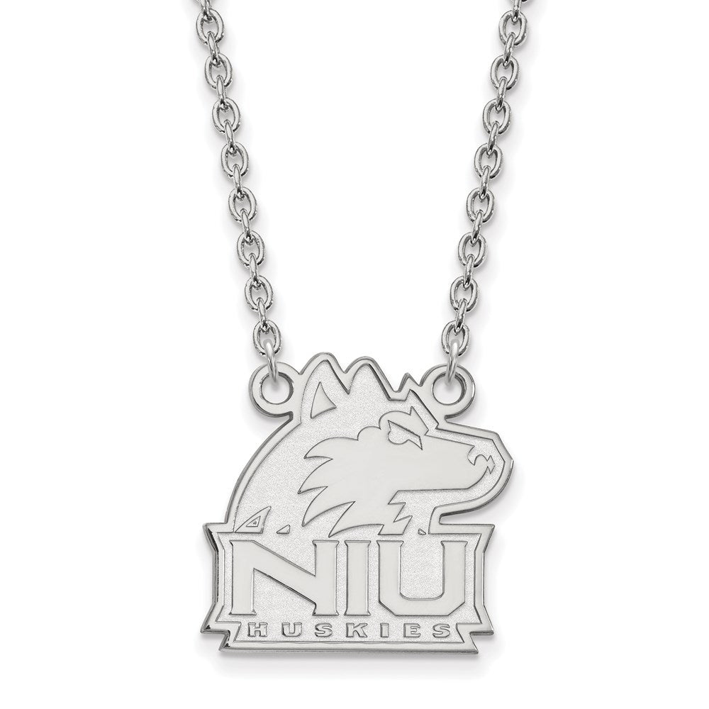 14k White Gold LogoArt Northern Illinois University N-I-U Huskies Medium Pendant 18 inch Necklace