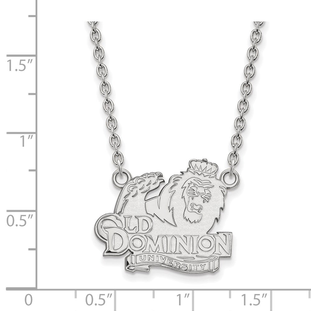 Sterling Silver Rhodium-plated LogoArt Old Dominion University Large Pendant 18 inch Necklace