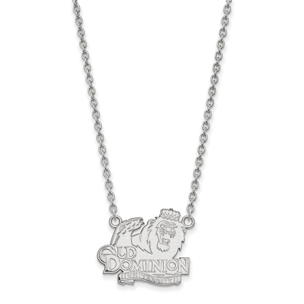 10k White Gold LogoArt Old Dominion University Large Pendant 18 inch Necklace