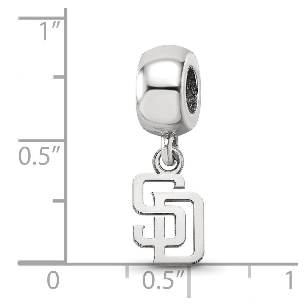 Sterling Silver Rhodium Plated Major League Baseball LogoArt San Diego Padres S-D Dangle Bead
