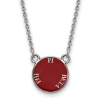 Sterling Silver Rhodium-plated LogoArt Pi Beta Phi Sorority Text Small Color Enamel Pendant 18 inch Necklace